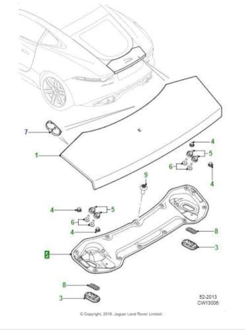 Jaguar F Type Spoiler Mechanism Coupe T2R44443 EX5344213BF Jaguar