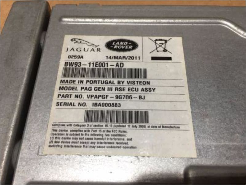 Genuine Jaguar XJ Electronic control module rear TV C2D20856 BW9311E001AD Jaguar
