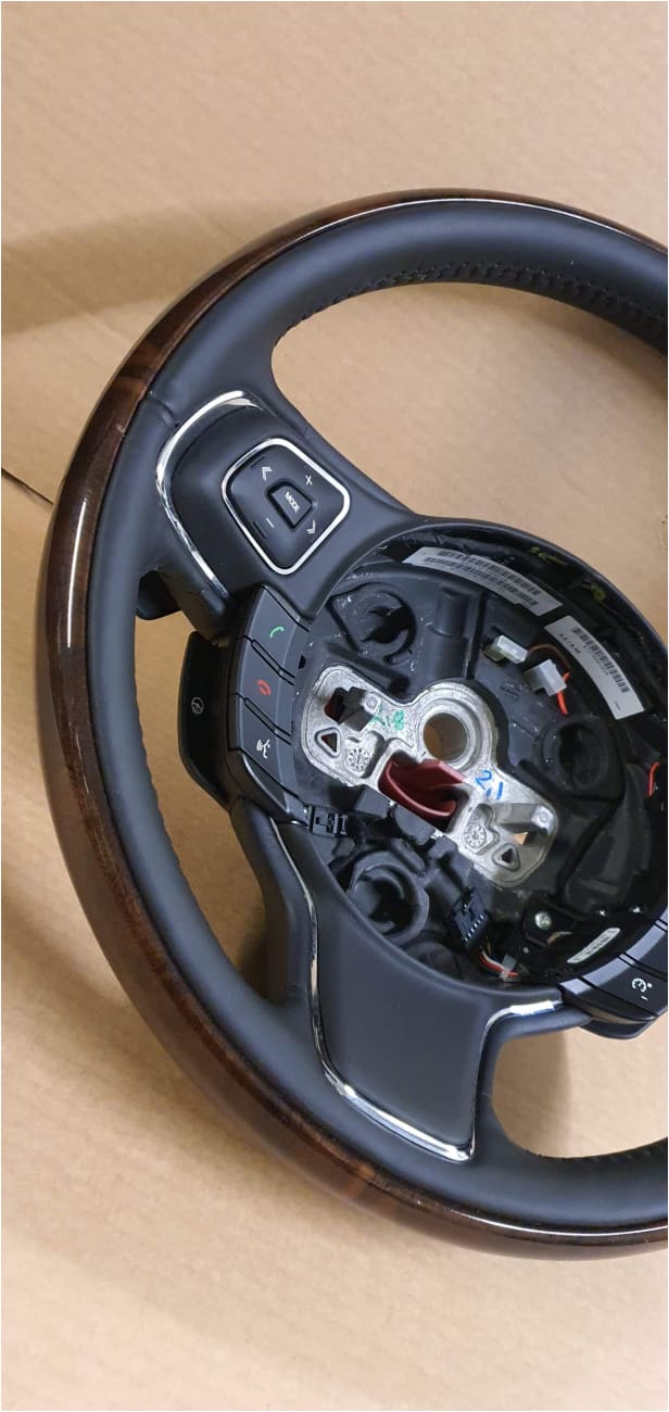 Jaguar XJ Steering Wheel Wood Black Leather Heated paddle shift Cruise Voice Norfolk Prestige Car Parts UK Ltd