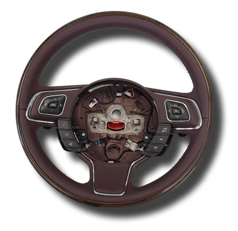 Genuine Jaguar XJ Leather Steering Wheel Brown Wood Heated Cruise Voice Jaguar