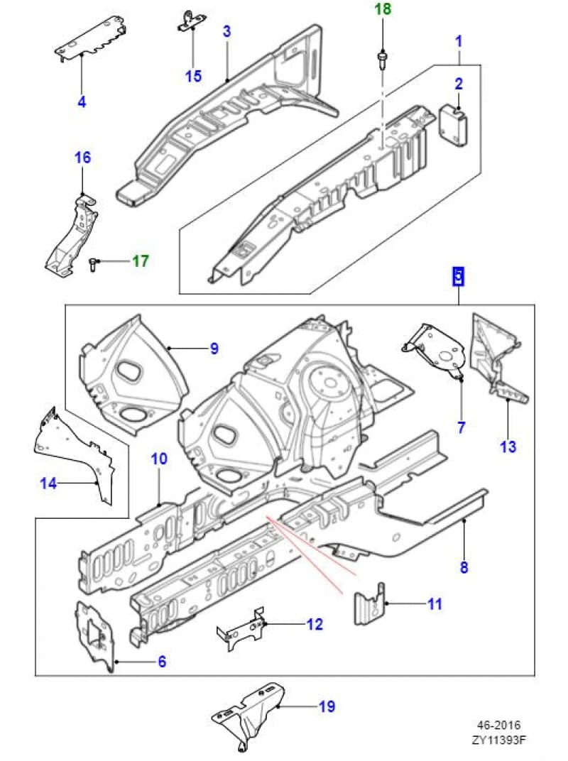 Genuine Jaguar XF Crushtube Valance panel LH Front AWD 2009-15 C2Z24481 Jaguar Land Rover
