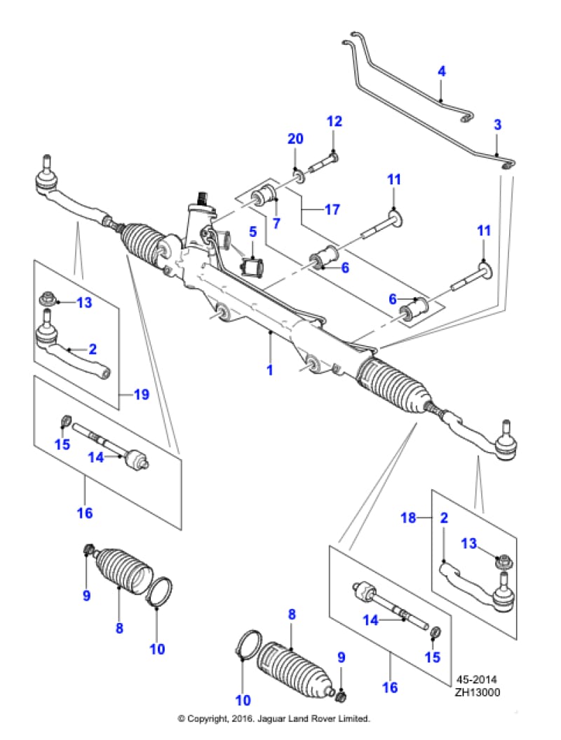 Jaguar XJ Steering Rack and Pinion 2010>on C2D32302 EW9M3200BA Jaguar OEM