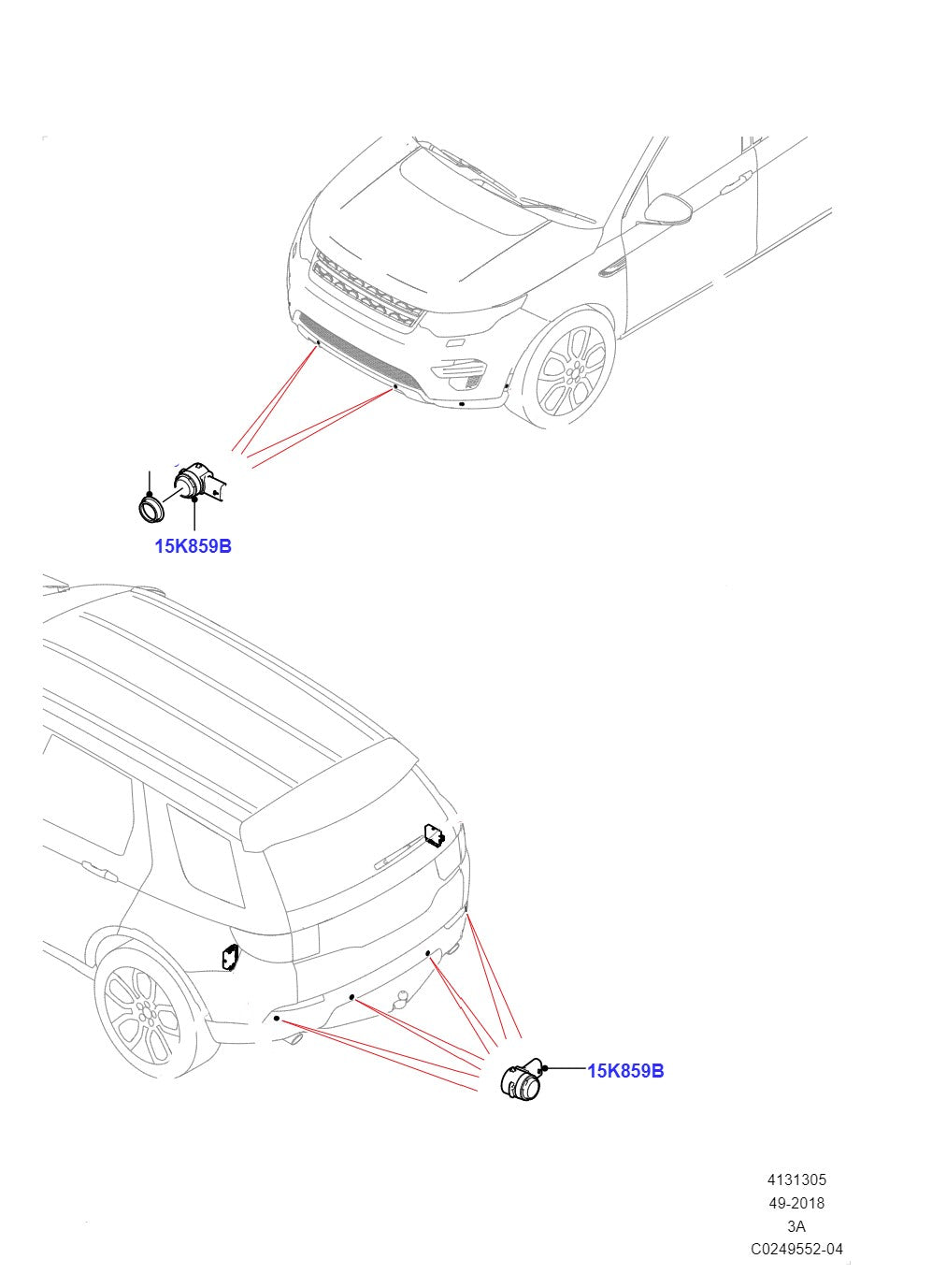 Discovery Sport Front And Rear Parking Sensor Lr059784 Fk7215K859Ca Bumper Sensor