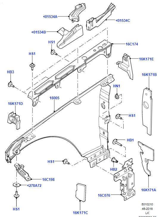 Range Rover Wing Fender Bracket Left Hand Upper Lr036597 Ck5216151Ad Hose