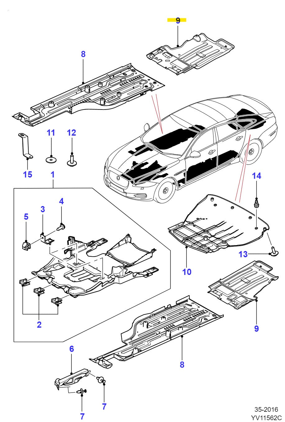 Jaguar Xj Undertray Left Rear Aw93133B45Ad / C2D5460