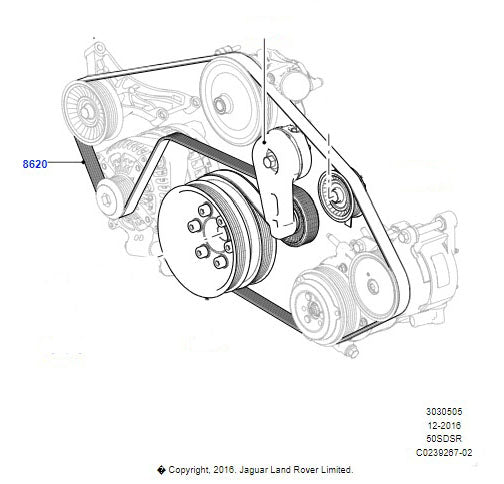 Range Rover Sport Drive Belt 5.0 Petrol Lr035542 Cpla8620Aa (#23092023)