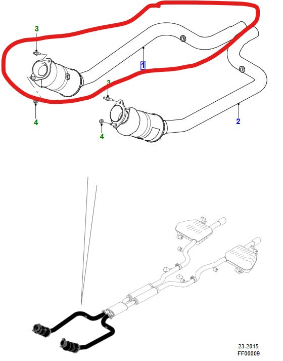 Jaguar XF XE F Pace Exhaust catalyst and downpipe RH 3.0 SC T2H17080 GX635E212G