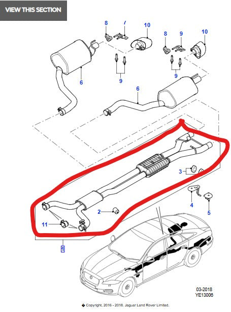 New Jaguar XJ Intermediate Exhaust Pipe 3.0 C2D17098 DW935212BB (new1234)