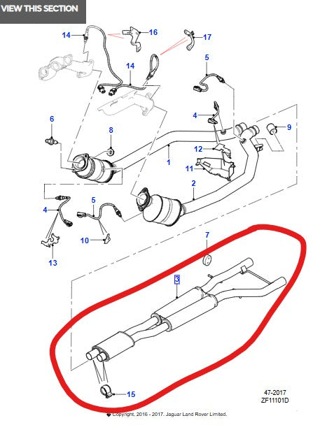 New Jaguar XF Intermediate Exhaust 3.0 Petrol AWD 2009-15 C2Z20640 DX235212DA (new1234)