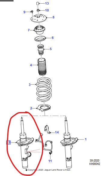 Jaguar E Pace Front Shock Absorber K8D218045CD 2017>