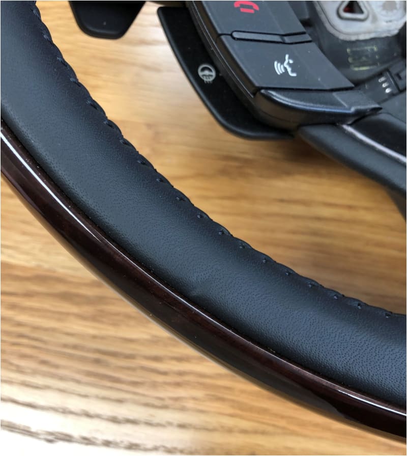 Jaguar XJ Leather Steering Wheel Wood Ebony Heated Paddle shift Cruise Voice Norfolk Prestige Car Parts UK Ltd