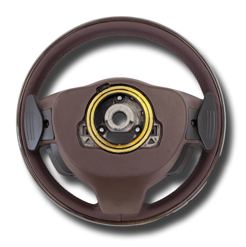 Genuine Jaguar XJ Leather Steering Wheel Brown Wood Heated Cruise Voice Jaguar