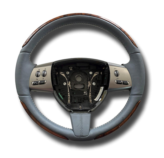 Jaguar XK Steering wheel Slate Blue Ivory Stitching Burr Walnut C2P19003YJU