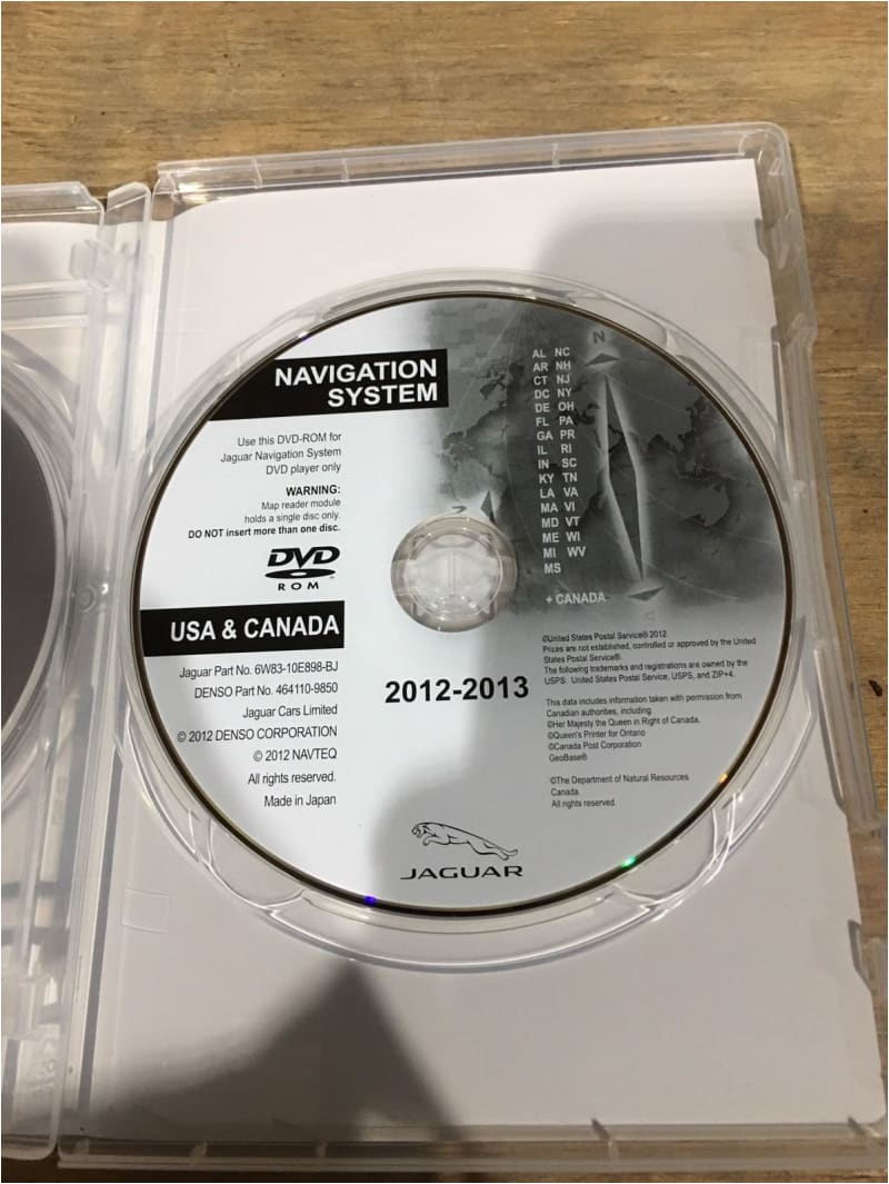 Genuine Jaguar USA CANADA NAV DVD 2012-2013 6W8310E898BJ Jaguar OEM