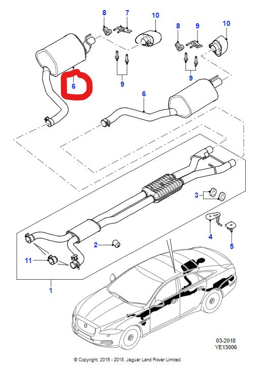 Jaguar Xj Exhaust Silencer 5.0 Right Hand C2D28416 Aw935230Cc