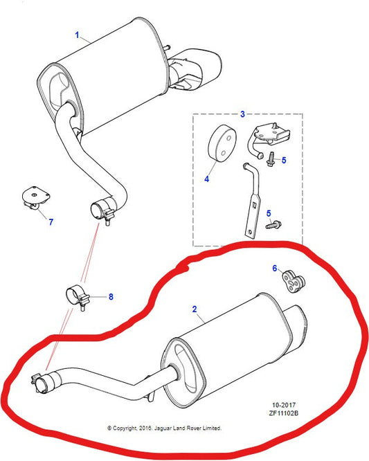 Jaguar Xf Exhaust Silencer Left Hand 2.0 Petrol 2009-15 C2Z18701 Cx235232Fb