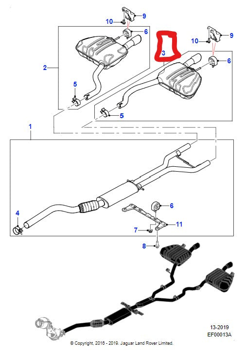 Jaguar Xe Exhaust Silencer 2.0 Petrol Left Hand T4N7472 Hx735K243Ae
