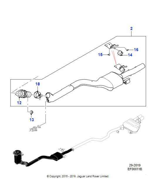 Jaguar Xe Exhaust Catalyst 2.0 Diesel Lev 160 T2H39423 Hx735L219Fb