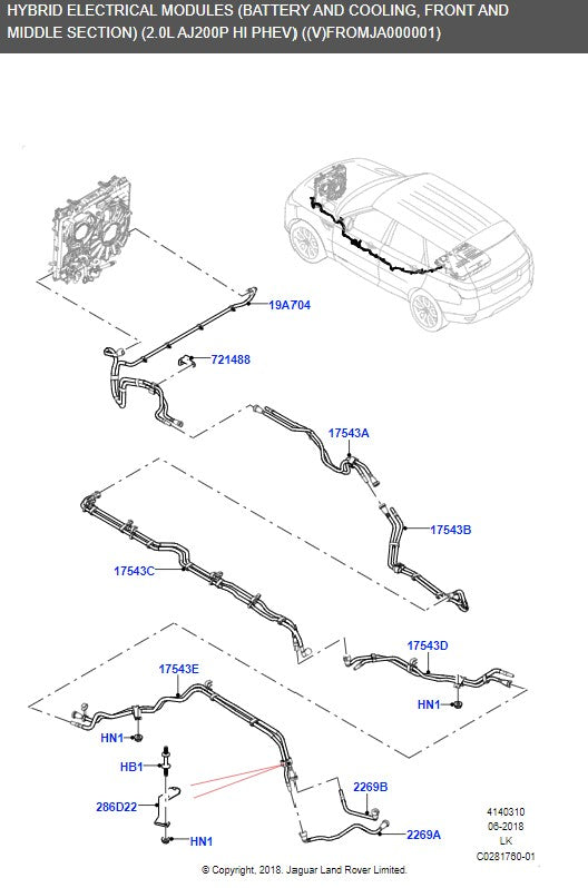 Range Rover Sport Hybrid Battery Hose 2013> Lr100971 Jpla8D270Ac (#19032023)