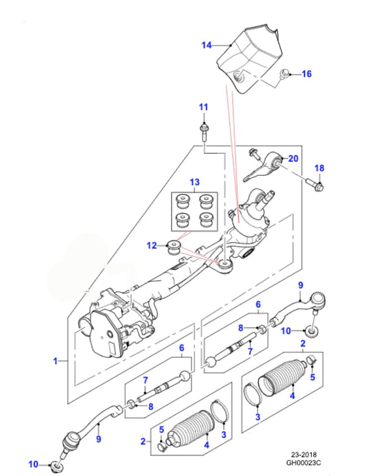 Jaguar F Pace Steering Rack and Pinion T4A39590
 JK833504B Jaguar Land Rover