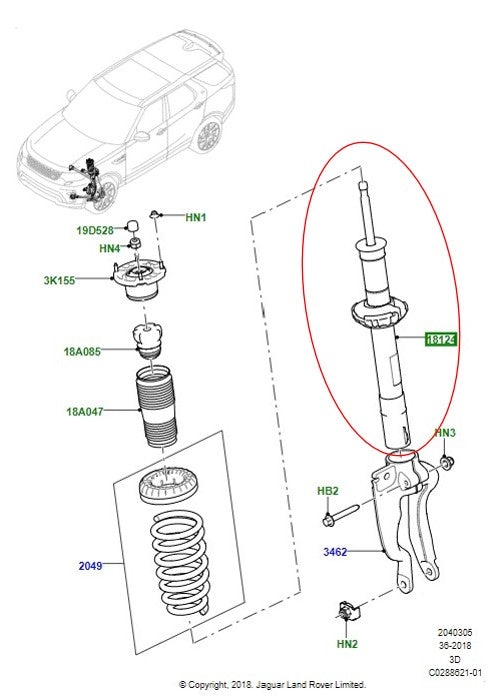 Discovery 5 Shock Absorber Lr095862 Front Left Or Right Side 2017> Hy3218B038Ab Shock-Absorber