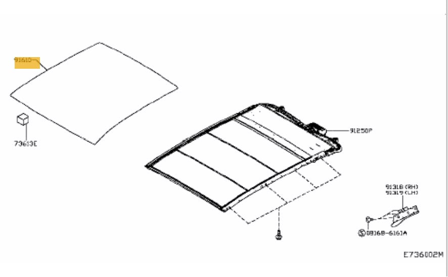 Genuine New Nissan Qashqai Moon Roof Glass 736104Ea1A J11 2013-20 Sunroof