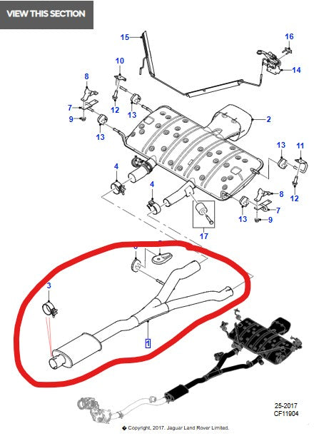 New Jaguar F Type Intermediate Exhaust 2.0 Petrol T2R17632 JX535212AB (new1234)