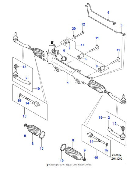 Genuine Jaguar Xkr - S Steering Rack Left Hand Drive C2Z25888 Cw8M3200Ab