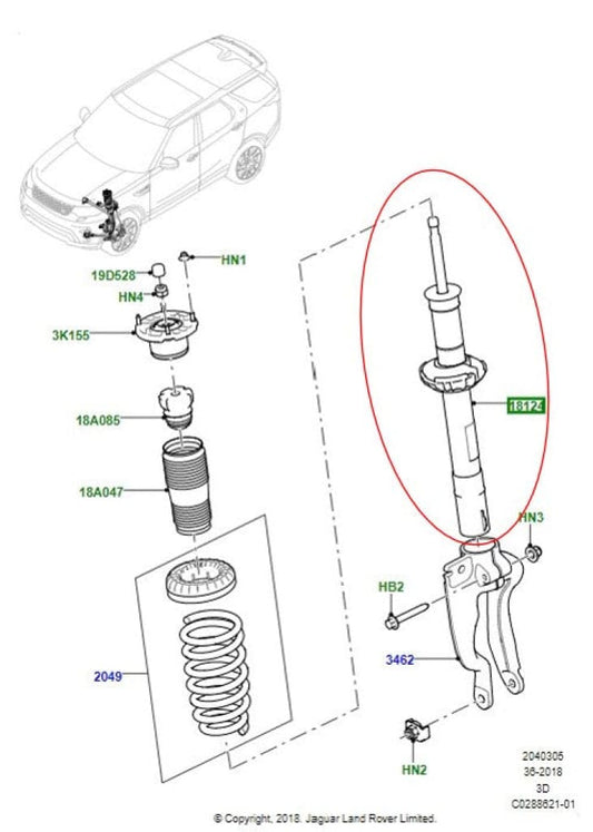 Discovery 5 Shock Absorber Lr095862 Front Left Or Right Side 2017> Hy3218B038Ab Shock-Absorber