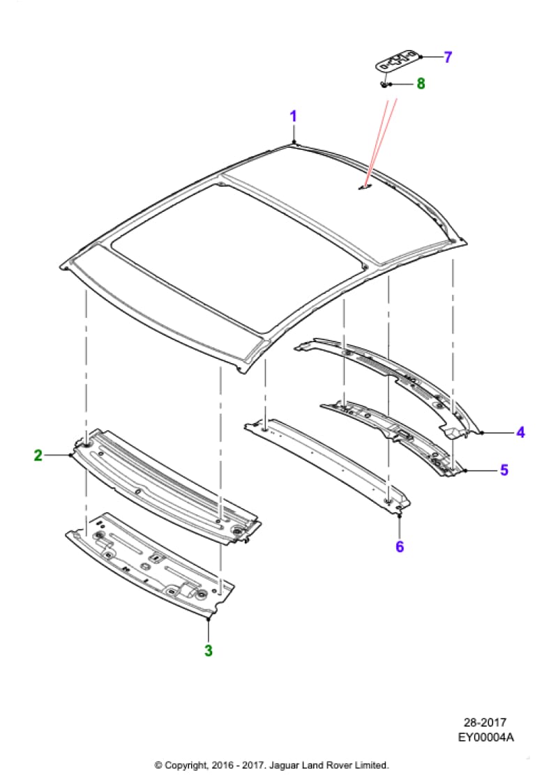Genuine Jaguar XE Roof panel and Panoramic Roof fittings T4A2623 Jaguar OEM