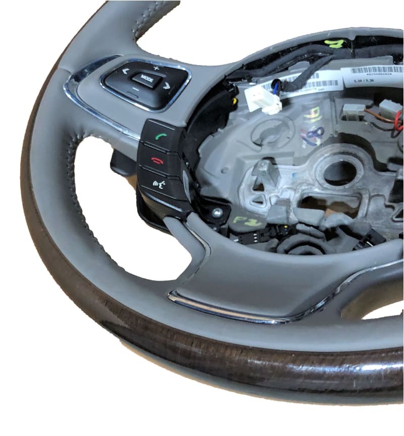 Genuine Jaguar XJ Steering Wheel Heated Grey leather / Wood paddle shift Voice Norfolk Prestige Car Parts UK Ltd