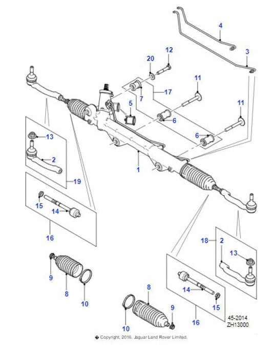 Genuine Jaguar Xkr - S Steering Rack Left Hand Drive C2Z25888 Cw8M3200Ab