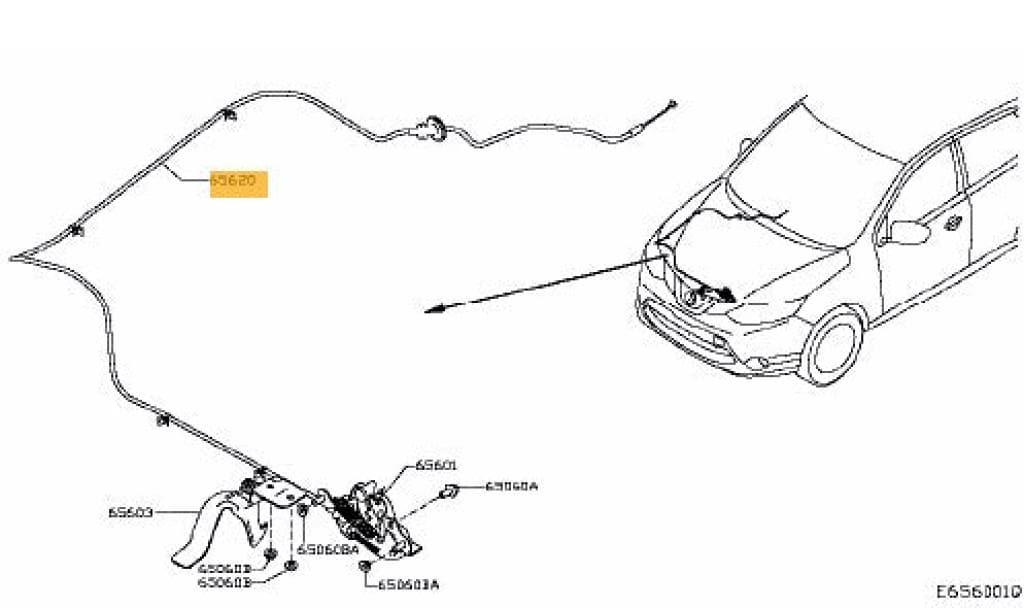 Genuine New Nissan Qashqai Bonnet Hood Cable 2013-19 656204Ea0A (#0511Done) Vehicle Parts &