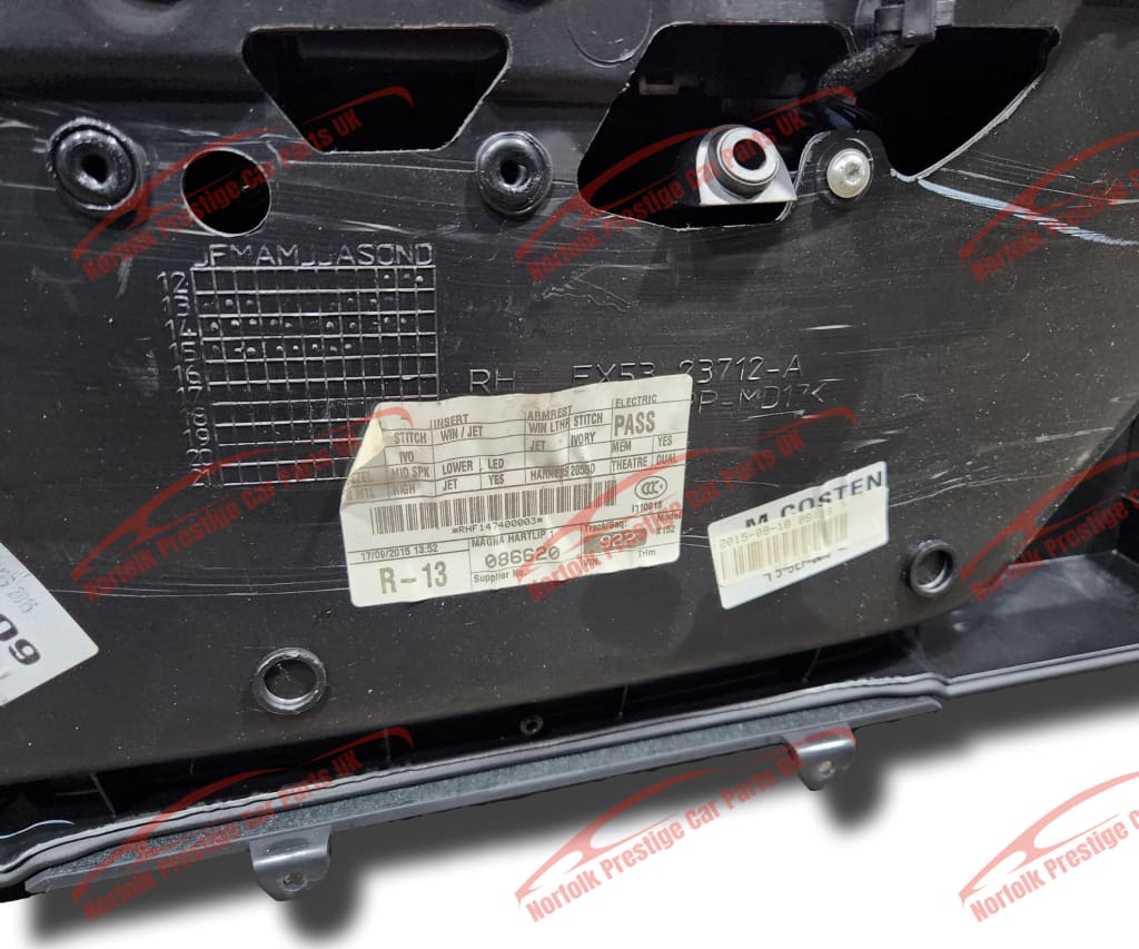 Jaguar F Type Door Card Right Side Left Hand Drive Jet / Ivory Stitch Door-Card