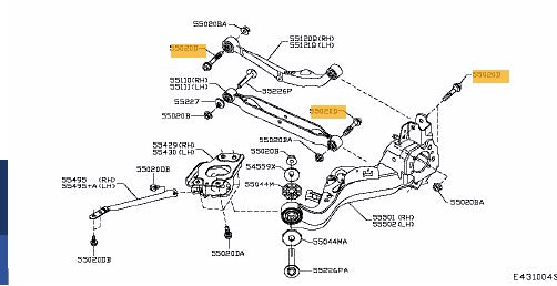 Nissan Qashqai Rear Suspension Link Arm Bolts 01125S222E