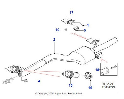 Jaguar XE Pipe di scarico Catalyst 2.0 Diesel T2H39415 GX735L219C