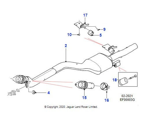 Jaguar XF Exhaust Silencer Left Hand 2.0 Petrol 2009-15 C2Z18701 CX235232FB