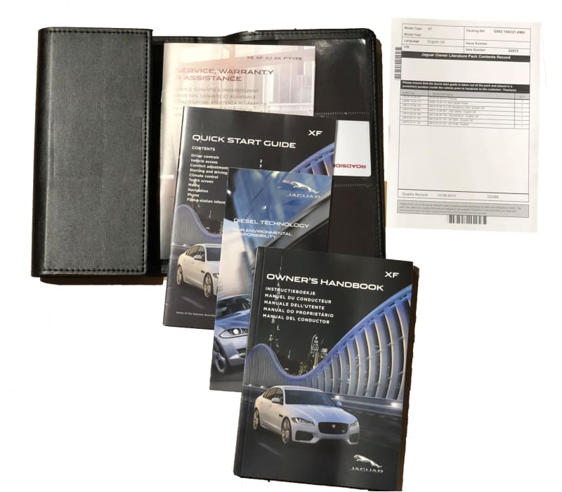 Genuine Jaguar XF Owners Handbook Leather wallet 2016 on Norfolk Prestige Car Parts UK Ltd