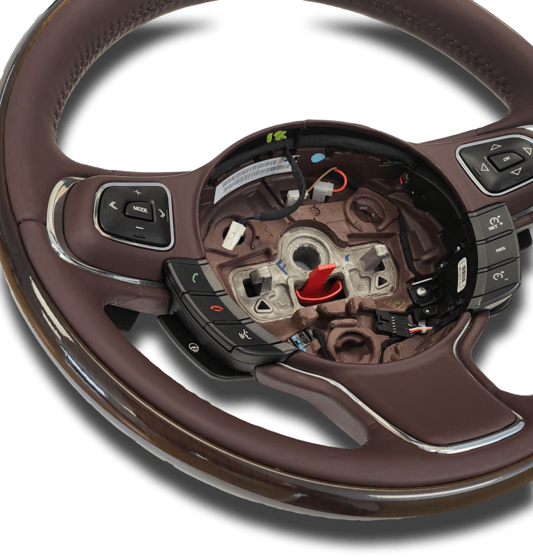 Genuine Jaguar XJ Leather Steering Wheel Brown Wood Heated Cruise Voice Jaguar