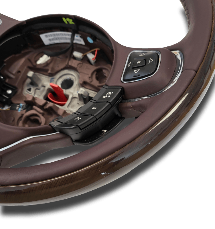 Genuine Jaguar XJ Leather Steering Wheel Brown Wood Heated Cruise Voice Jaguar
