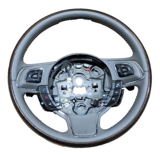 Genuine Jaguar XJ Steering Wheel Heated Grey leather / Wood paddle shift Voice Norfolk Prestige Car Parts UK Ltd