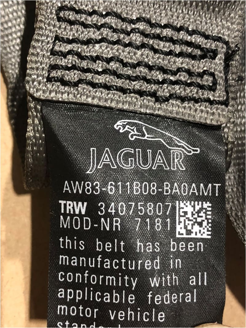 Genuine Jaguar XK Seat Belt Right Front USA Canada C2P18350AMT AMAW83611B08BA0AMT Norfolk Prestige Car Parts UK Ltd