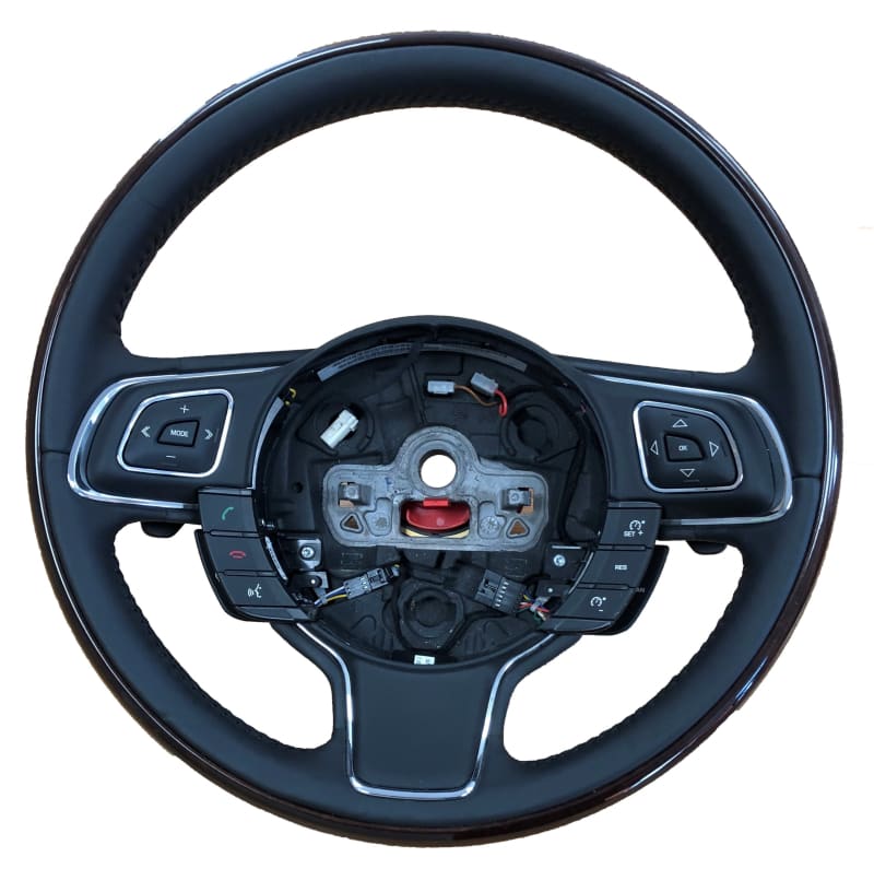 Jaguar XJ Leather Steering Wheel Wood Ebony Heated Paddle shift Cruise Voice Norfolk Prestige Car Parts UK Ltd